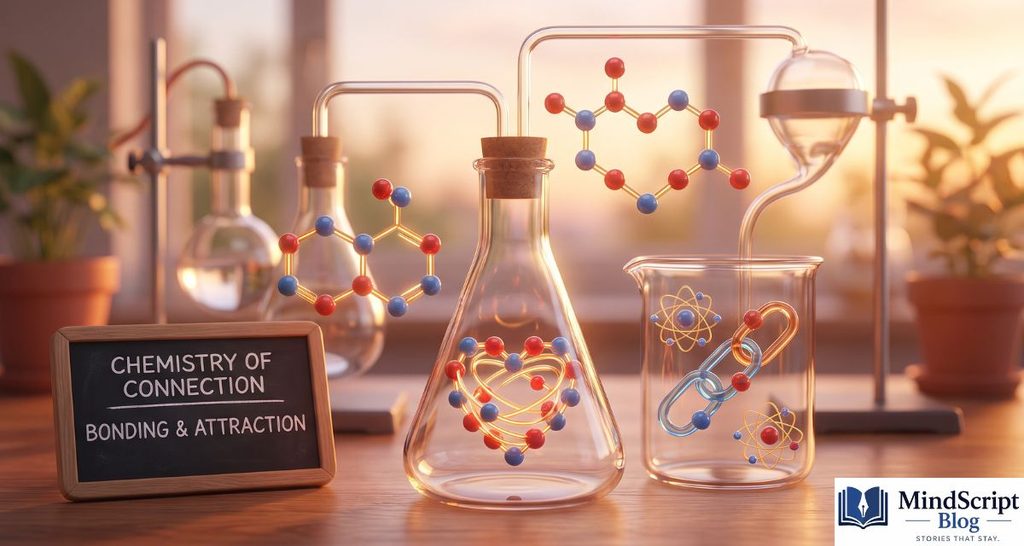chemistry and valentines day puns with atoms molecular bonds hearts and laboratory elements